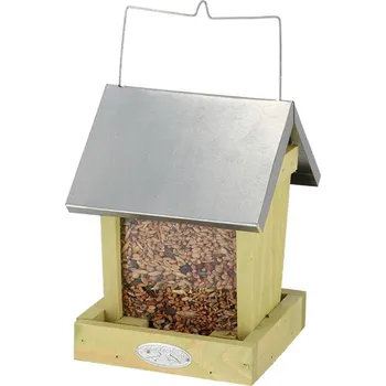 Zahrada Závěsné krmítko pro ptáky Simi, 22x15,5x15,5 cm, dřevo/kov, hnědá