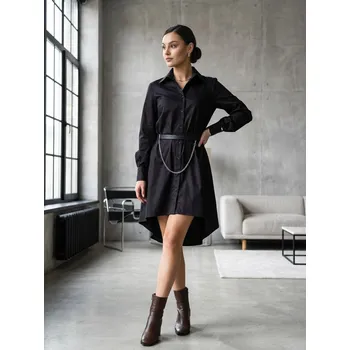 Dámské šaty Stylové košilové šaty VSB GRÉTTA v černé barvě, VELIKOST XXS/XS