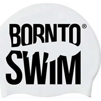 Plavecká čepice Silikonová čepice BornToSwim Classic Silicone Černo/bílá