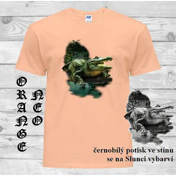 Pánské tričko panske-bavlnene_tricko_uv_potisk_aligator Barva: Orange neo - matně oranžová, velikost: M