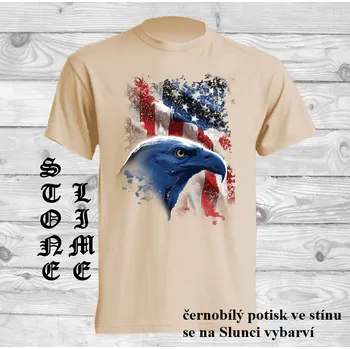 Pánské oblečení panske-bavlnene-tricko-uv-potisk-orel-USA Barva: Lime stone - krémová, velikost: XL