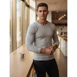 Pánský svetr hladký výstřih do V WX2220 Barva: Světle Šedá, Velikost: S