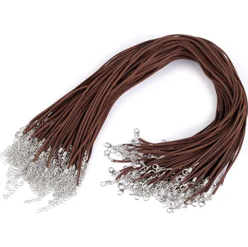 Šnůrka z eko kůže s karabinkou 0,3x45 cm, malé, 5 hnědá tmavá