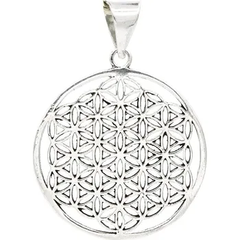 Mani Bhadra Přívěšek květ života mosaz postříbřený 3cm