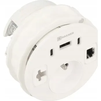 Elektrická zásuvka Mediaport Lumo 80 Hakner zásuvka do desky 1x230V USB-A 2xUSB-C RJ45 bílá