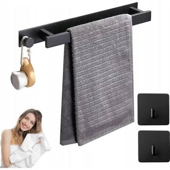 Věšák STOJAN NA RĘCZNÍKY DO KOUPELNY DRŽÁK VĚŠÁK LOFT KOVOVÝ BEZ VRTÁNÍ 40CM