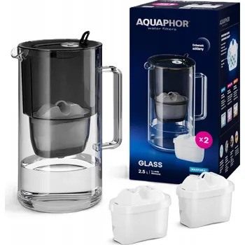 Filtrace vody Filtrační konvice AQUAPHOR Glass Černá + 2 náhradní filtry Maxfor+