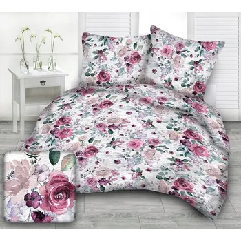 Povlečení Krepové povlečení 160x200 bílá akvarelová růže