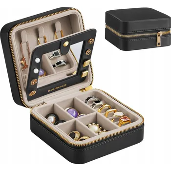 Šperkovnice SONGMICS Pouzdro na cestovní šperky PU Černé 11x11x5 cm