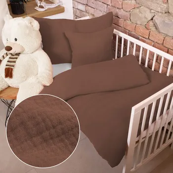 Povlečení Dětské mušelínové povlečení do postýlky Nature MSN-075 Hnědé Do postýlky 90x140 a 50x70 cm