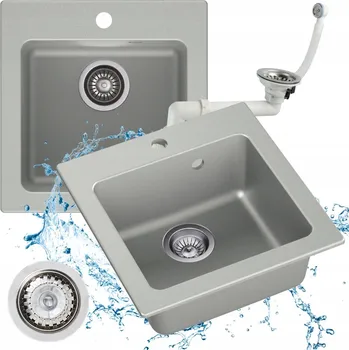 Granitový dřez Jednokomorový granitový dřez Moderno Sole šedý