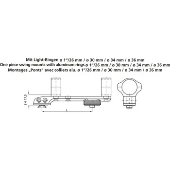 Puškohled Montáž Recknagel jednodílná bez kamenů pro termovize / noční vidění 73mm BH 24,5