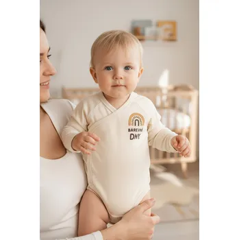 Kojenecký overall Dětské body s dlouhým rukávem - Duha Krémové body, vel. 0-3 měsíce