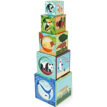 Výuková hračka ZÁBAVA PRO DĚTI PRO KAŽDOU PŘÍLEŽITOST PYRAMIDA A KVÍZ 2V1 ZVÍŘATA POŘÁDNÁ