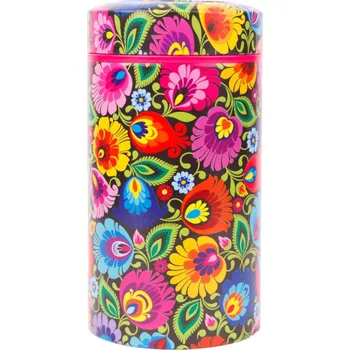 Dóza na potraviny VELKÁ KULATÁ KOVOVÁ PLECHOVKA - FOLK LOUCKÁ ČERNÁ