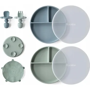 dětská jídelní sada MOONKIE Sada silikonových talířků pro děti s přísavkou