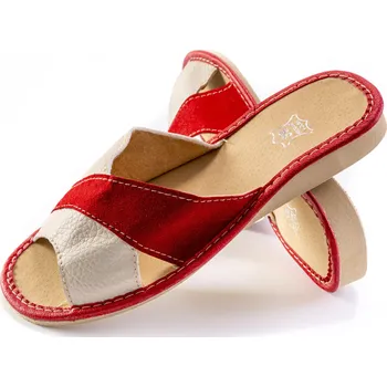 Dámská obuv DÁMSKÉ PANTOFLE OTEVŘENÉ SANDÁLE , ŽABKY BÍLO-ČERVENÉ, vel. 37