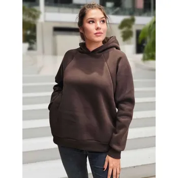 Těhotenská mikina Teplá těhotenská a kojicí mikina Warm-Mama 3v1 - hnědá chocolate, bavlněná Velikost: XL