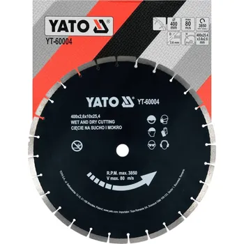 Příslušenství k brusce Diamantový kotouč Yato 400 mm na betonu, otvor 25,4 mm, řezací