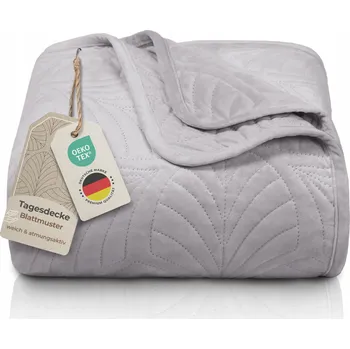 Přehoz na lůžko GRÄFENSTAYN Přehoz Premium 200x220 cm Šedý Měkký na Postel a Pohovku