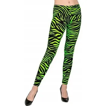 Neonově zelené legíny se žebrováním, styl 80. léta disco, velikost S/M