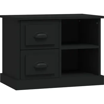 Noční stolek Černý noční stolek se 2 zásuvkami, rozměry 60 x 35,5 x 45 cm