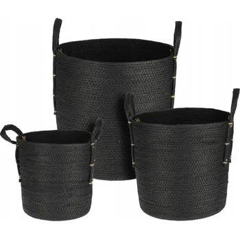 Obraz Úložný koš Handle, set 3ks, tkaný papír, černá