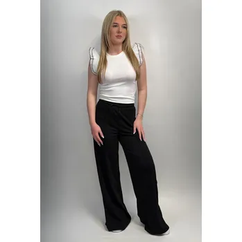 Reporter Young | Dívčí černé široké kalhoty s nohavicemi zapínanými na patentky - Barva ČERNÁ, Velikost 170 243-0119G-10-100-1