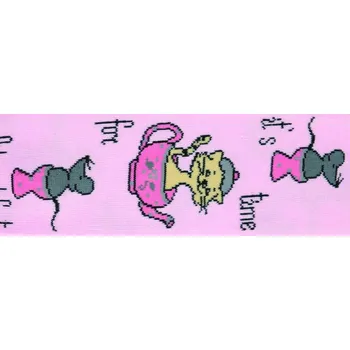 Dětské punčocháče bavlněné kočka s myší cihlová 128-134