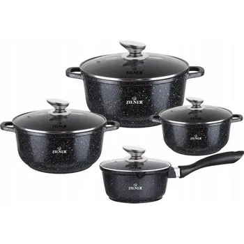 Sada nádobí Zilner Sada hrnců s keramicko-mramorovým povlakem ZL 8529 Indukce 8 dílná + Dárek Silikonový sítkový filtr do výlevky dřezu 4 ks