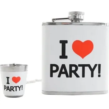 Placatka Nerezová Dárková placatka - I love party 170 ml