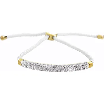 Náramek JSB bijoux s.r.o. Zlatý ocelový náramek na šňůrce drobně zdobený krystaly Swarovski Crystal