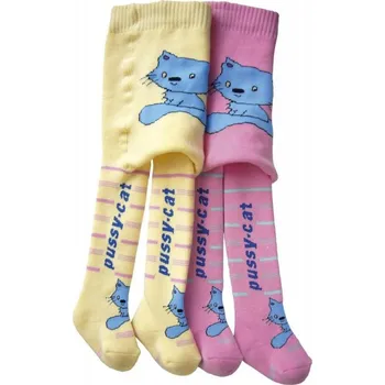 Dětské punčocháče NOVIA | Baby froté ZOO kočička žlutá 104-110