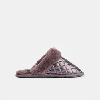 Dámské pantofle Weinbrenner prošívaná domácí obuv s textilním kožíškem bronzové, vel. 41