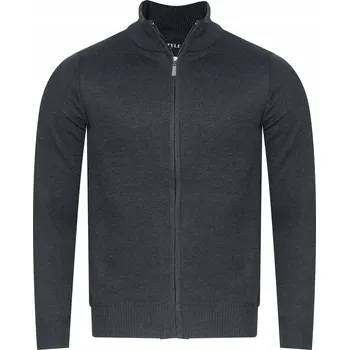 Pánský svetr PÁNSKÝ SVETR ROLÁK NA ZIP - 59B3605-5 klasický elegantní módní šedý