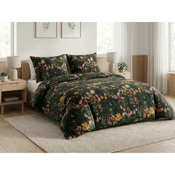 Povlečení Mikroplyšové povlečení MYSTIC GARDEN tmavě zelené Rozměr povlečení: 2 ks 70 x 90 cm | 200 x 220 cm