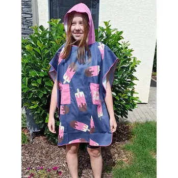 Pláštěnka Dětské pončo BornToSwim Ice Cream Poncho Junior Blue/Pink S