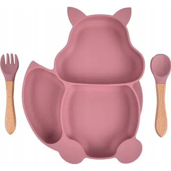 YOUERY Silikonová Sada Nádobí pro Děti Růžová Protiskluzová