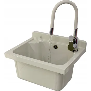 Vodovodní baterie TECHNICKÝ DŘEZ BEŽOVÝ S TECHNICKOU KOMOROU + BATERIE S FLEXIBILNÍ VÝPUSTÍ LOMA