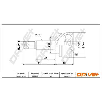 Hřídel nápravy Sada kloubu hnacího hřídele DRIVE+ DP2110.10.3187