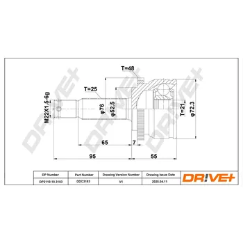 Hřídel nápravy Sada kloubu hnacího hřídele DRIVE+ DP2110.10.3183