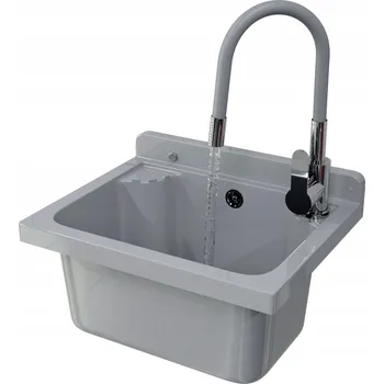 Granitový dřez Technický dřez šedý s technickou komorou a baterií s flexibilní hadicí Loma