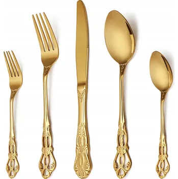 Příbor MAIENSI Sada Příborů Zlatá 20 Kusů Nerezová Ocel