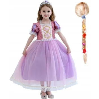 Karnevalový kostým KOSTÝM ZLATOVLÁSKA ŠATY KOSTÝM PRINCEZNA NA PLES 140 146 CM