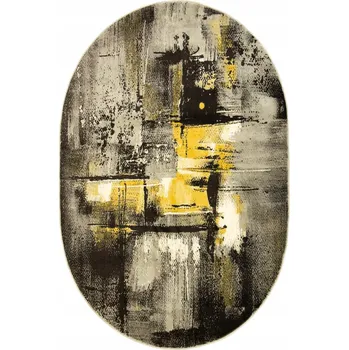 Koberec KOBEREC OVÁLNÝ MODERNÍ ŽLUTÝ ČERNÝ DO OBÝVÁKU MĚKKÝ VICTORIA 160x230 cm