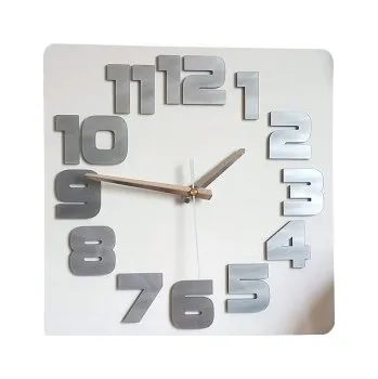 Hodiny Nástěnné hodiny v moderním stylu akrylové Logic White_Aluminium Kulatý
