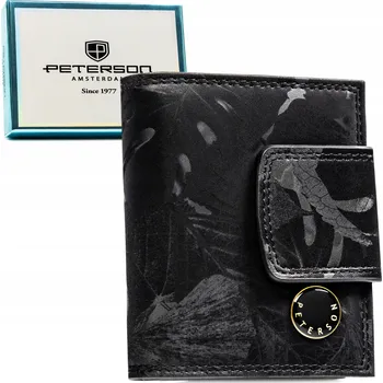 Peněženka Dámská peněženka PETERSON černá malá kožená elegantní se vzorem RFID
