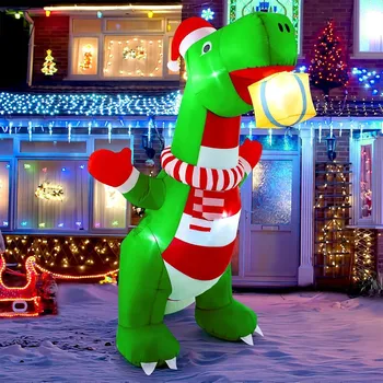 Vánoční dekorace ELEKTRICKY NAFUKOVACÍ Dinosaurus VÁNOČNÍ DEKORACE LED OZDOBA 2,4 m