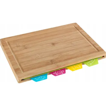 Kuchyňské prkénko Bambusové prkénko na krájení se 4 barevnými podložkami