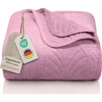 Přehoz na lůžko GRÄFENSTAYN Přehoz Premium 200x220 cm Měkký na Postel a Pohovku Starorůžová